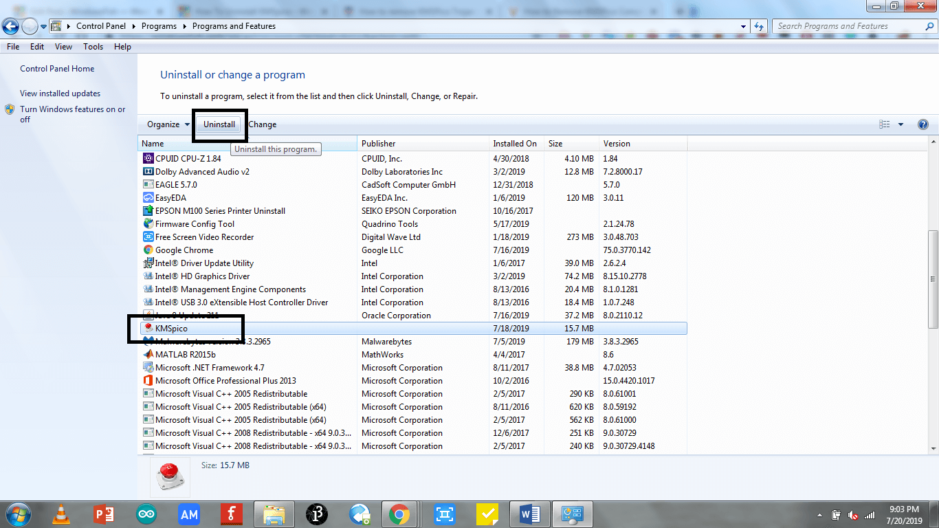uninstall-kmspico-using-control-panel